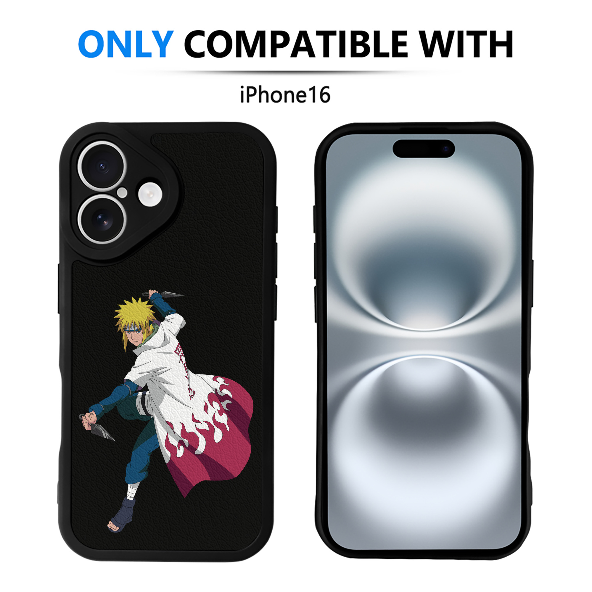 （画像用） NARUTO -ナルト- 波風 ミナト Namikaze Minato 【iPhone 16シリーズ対応】シリコンスマホケース（レザー調） 材質：シリコン